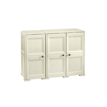 OMNIMODUS CUPBOARD - 3 DOORS, 2 MODULES WITH OPTIONAL SUPPORTS AND WOOD-FINISH DOORS